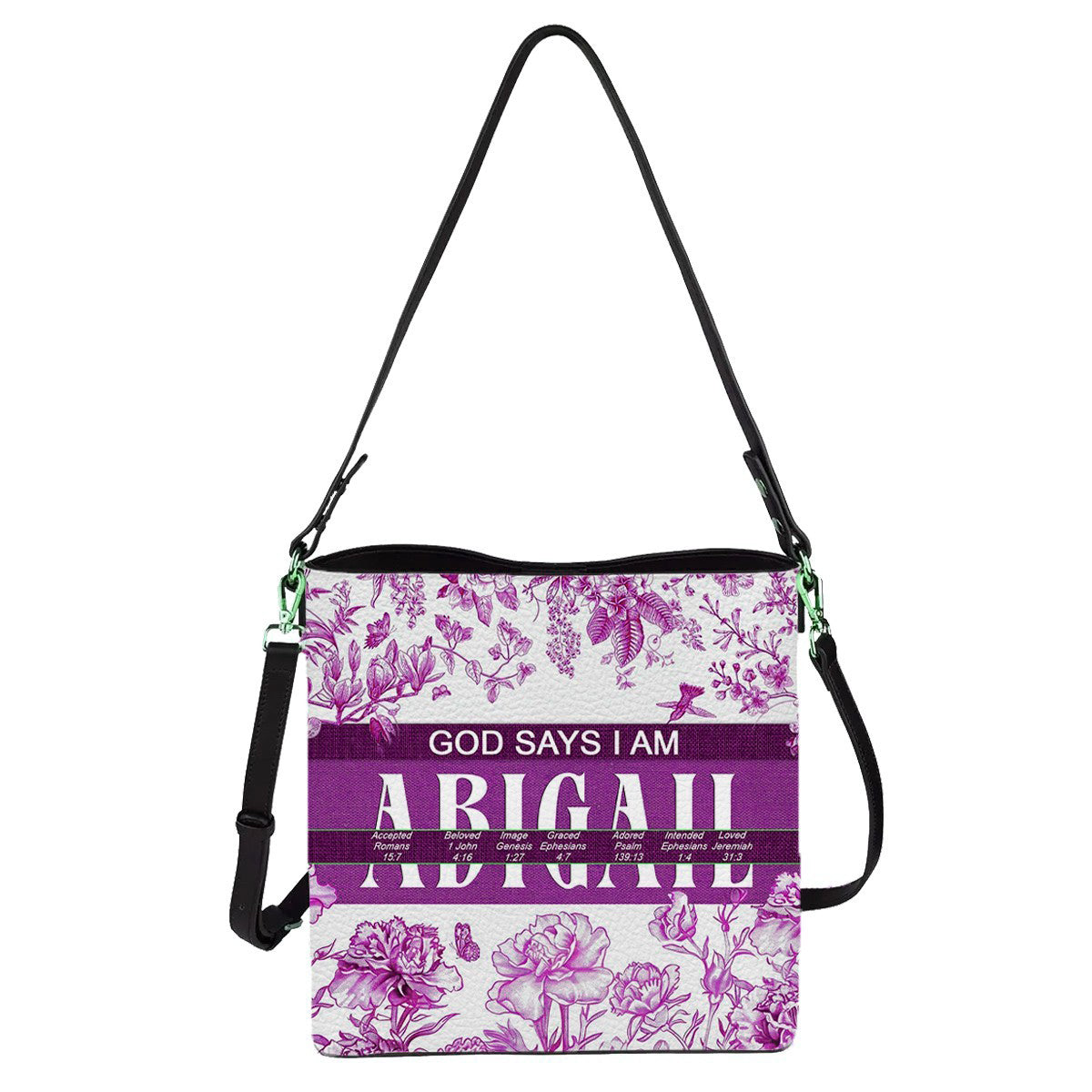 Personalized Christian Bucket Bag – Personalized Leather Bucket Bag with Custom Name & Bible Verse Meaning