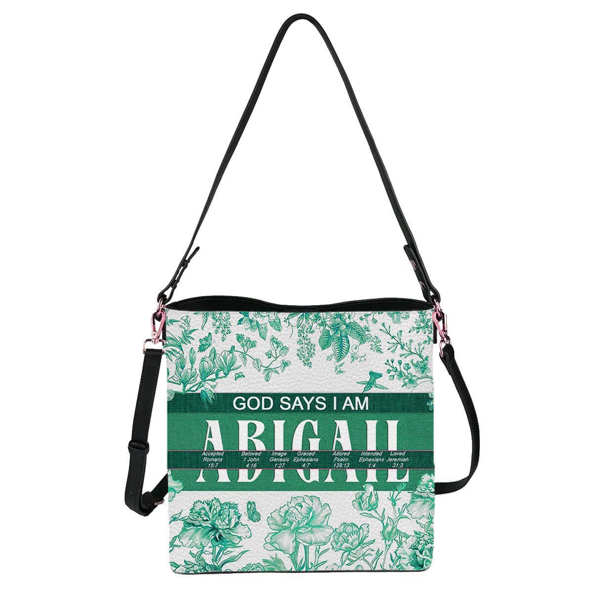 Personalized Christian Bucket Bag – Personalized Leather Bucket Bag with Custom Name & Bible Verse Meaning