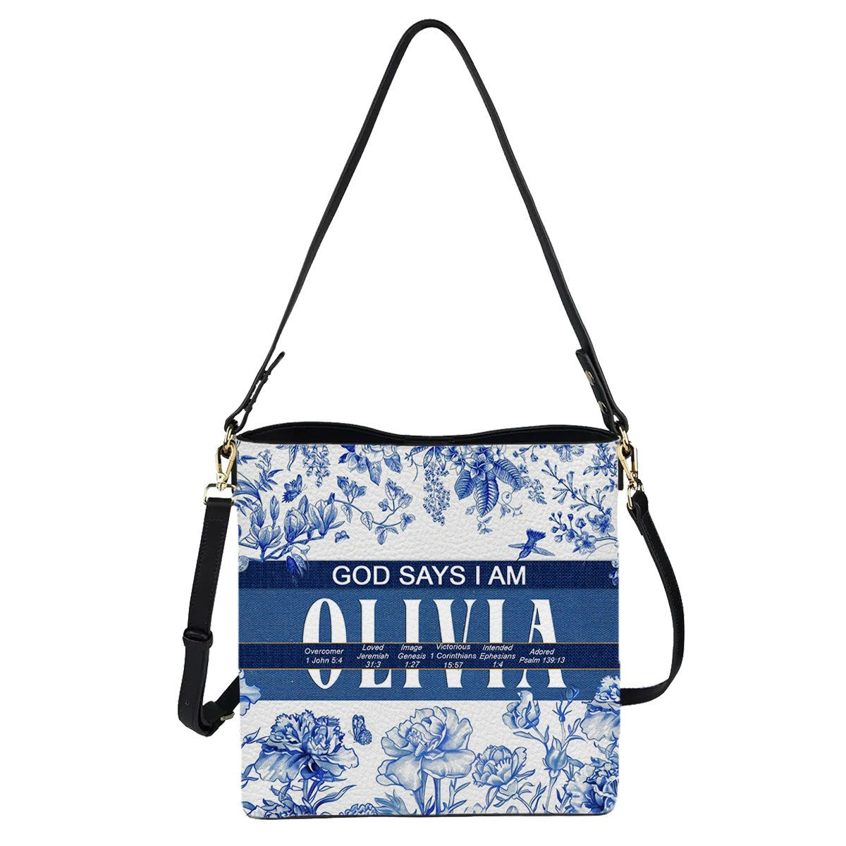 Personalized Christian Bucket Bag – Personalized Leather Bucket Bag with Custom Name & Bible Verse Meaning