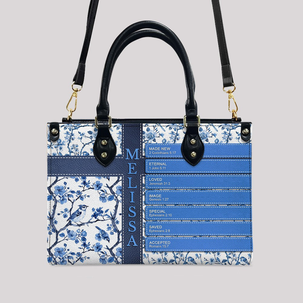 Personalized Leather Handbag – Custom Name Christian Bible Verse Handbag for Women