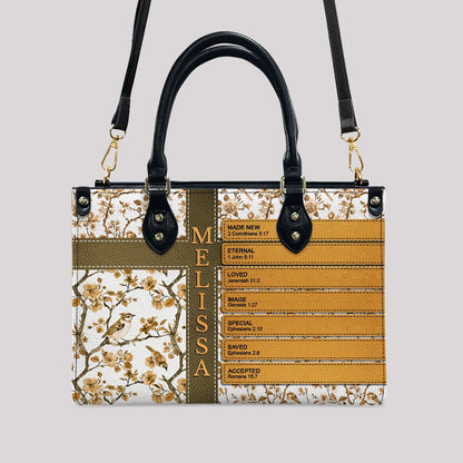 Personalized Leather Handbag – Custom Name Christian Bible Verse Handbag for Women