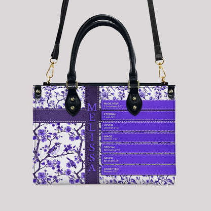 Personalized Leather Handbag – Custom Name Christian Bible Verse Handbag for Women