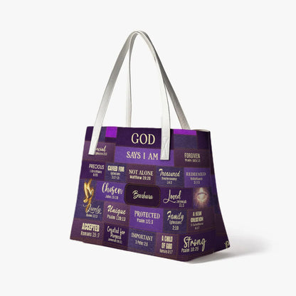 Personalized Christian Handbag – God Says I Am Scripture Purse with Bible Verses | CHRISTIANARTBAG