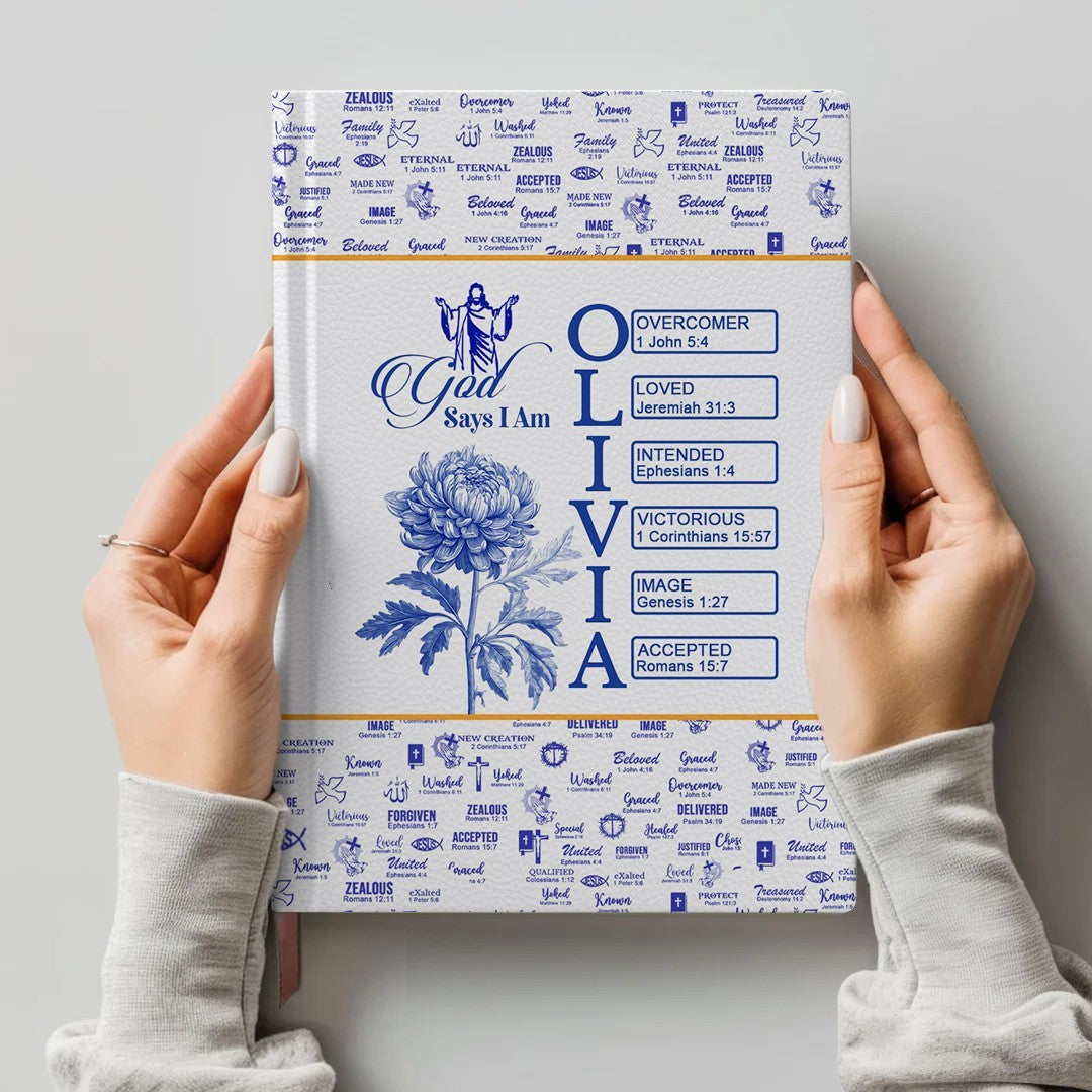 Personalized Leather Notebook with Bible Verses and Birth Month Flowers – Custom Christian Gift