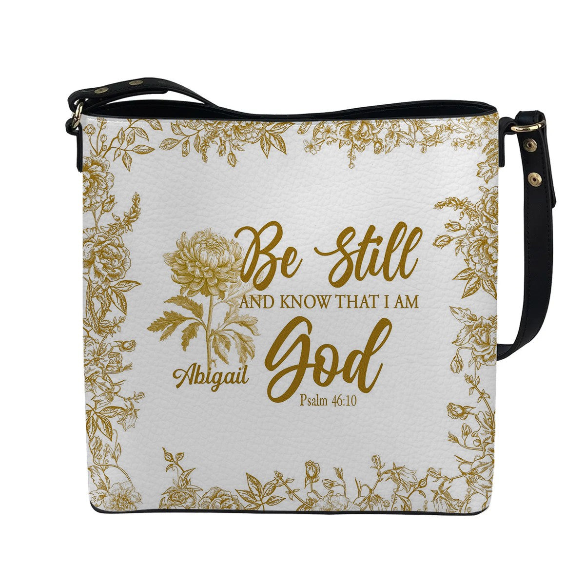 Personalized Christian Bucket Bag – Personalized Bible Verse & Birth Month Flowers – Christian Gift