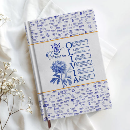 Personalized Leather Notebook with Bible Verses and Birth Month Flowers – Custom Christian Gift