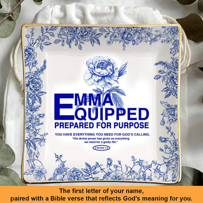 Personalized Jewelry Dish – Custom Name Ring Dish with Floral Design, Gift for Women