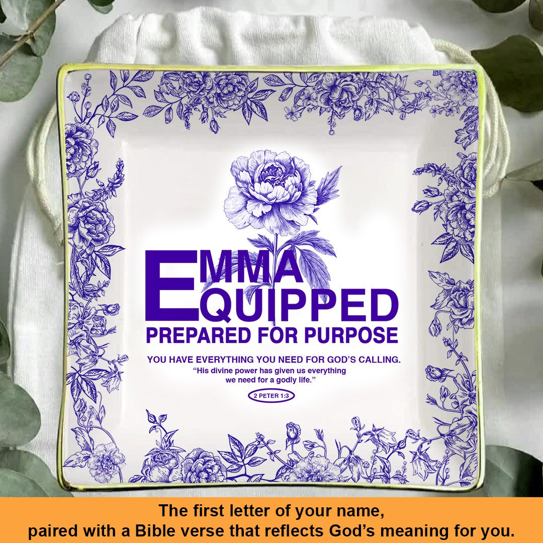 Personalized Jewelry Dish – Custom Name Ring Dish with Floral Design, Gift for Women
