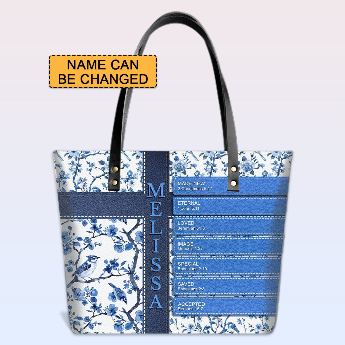 Personalized Leather Handbag – Custom Name with Each Letter Matched to a Unique Bible Verse