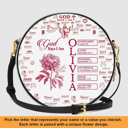 Personalized Leather Circle Bag with Bible Verses & Name Letters – CHRISTIANARTBAG