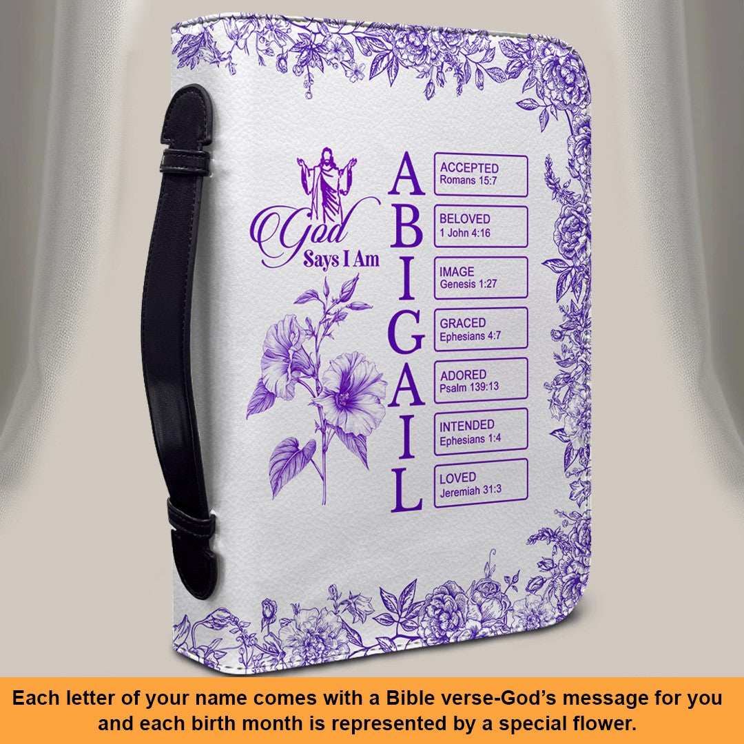 Personalized Bible Cover with Name Letters, Bible Verses & Birth Month Flowers – CHRISTIANARTBAG