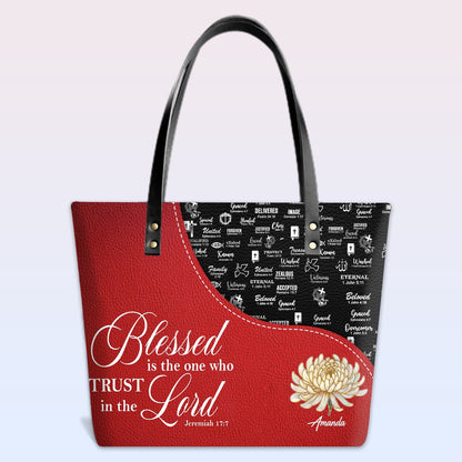 Personalized Christian Red Leather Tote Bag Luxury with Bible Verses – Custom Name Handbag by CHRISTIANARTBAG