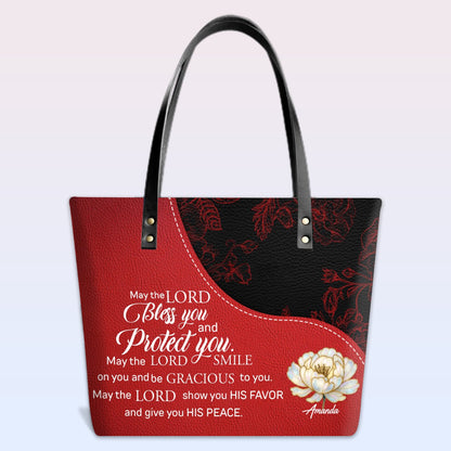 Personalized Christian Red Leather Tote Bag Luxury with Bible Verses – Custom Name Handbag by CHRISTIANARTBAG