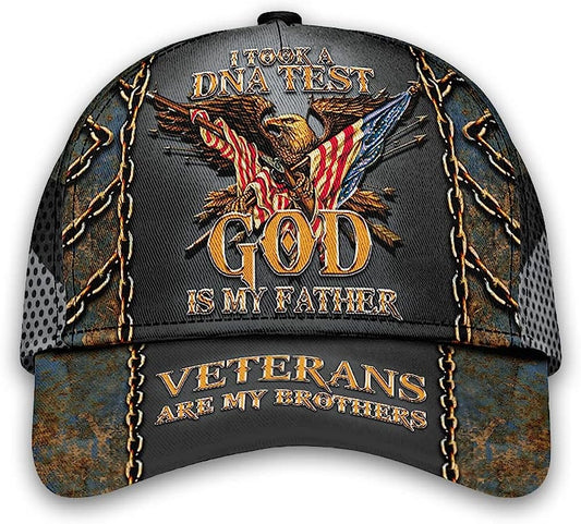 Christianartbag Hat, Personalized Name Classic Cap with Veteran I Took A Dna Test And God Is My Father Design, Personalized Hat, Christian Hat, CABHAT09141223. - Christian Art Bag