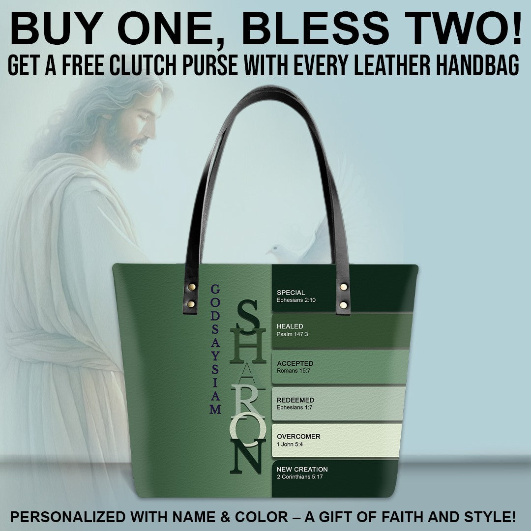 Uncover the sacred meaning of your name - Personalized Leather TOTE Bag Luxury – Free Clutch Purse Gift | CHRISTIANARTBAG CAB01052626