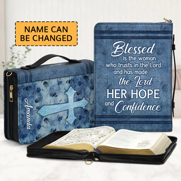 Christianartbag Bible Cover, The Lord Her Hope And Confidence Cross Bible Cover, Personalized Bible Cover, Gifts For Women, Christmas Gift, CABBBCV06030823. - Christian Art Bag