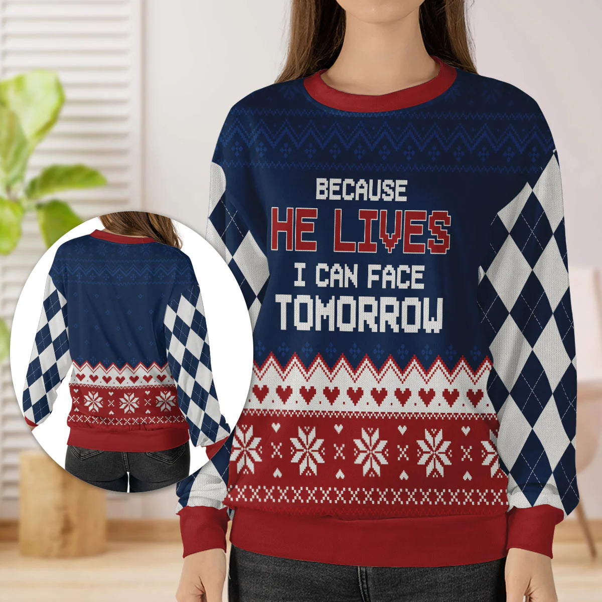 Christianartbag 3D Sweater, Because He Lives Can Face Tomorrow, Unisex Sweater, Christmas Gift. - Christian Art Bag