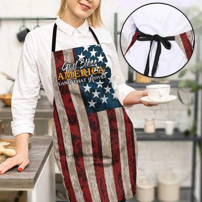 Christianartbag Apron, God Bless America, Flag American Christian Apron for Women, Gift For Women, Christmas Gift, - Christian Art Bag