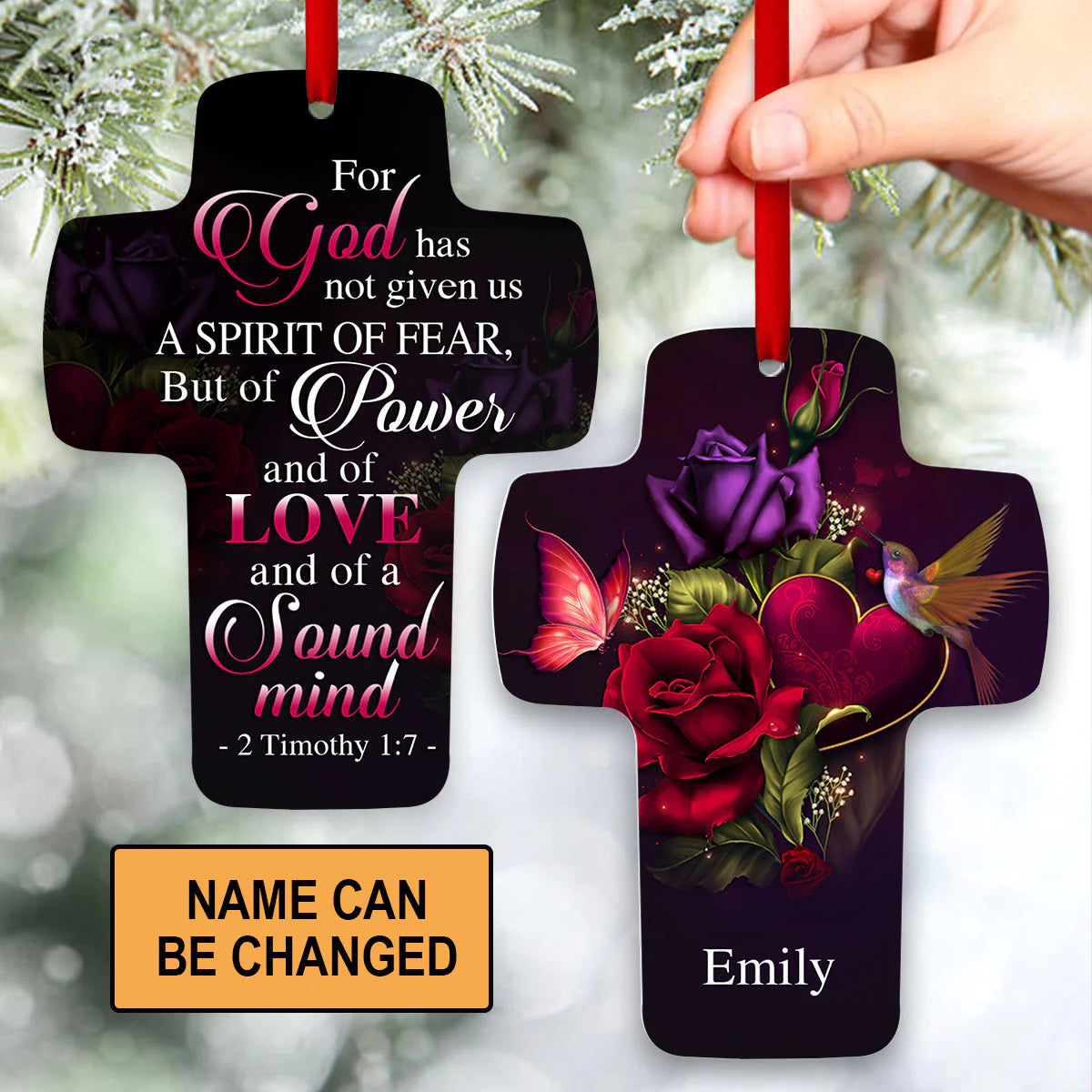 Christianartbag Ornament, God Has Given Us Power And Sound Mind 2 Timothy 1:7, Christmas Ornament, Christmas Gift, Personalized Ornament. - Christian Art Bag