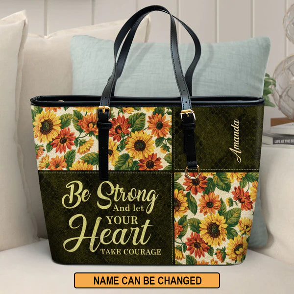 Christianart Designer Handbags, Be Strong And Let Your Heart Take Courage, Personalized Gifts, Gifts for Women. - Christian Art Bag