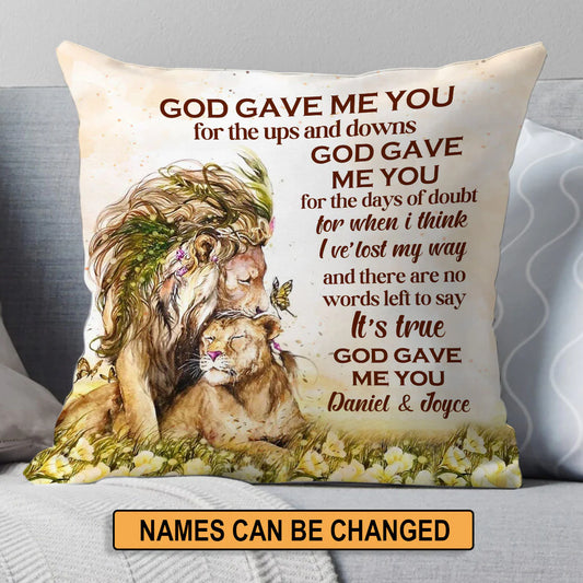 Christianartbag Pillow, God Gave Me You, Lion And Flower, Personalized Throw Pillow, Christian Gift, Christian Pillow, Christmas Gift. - Christian Art Bag