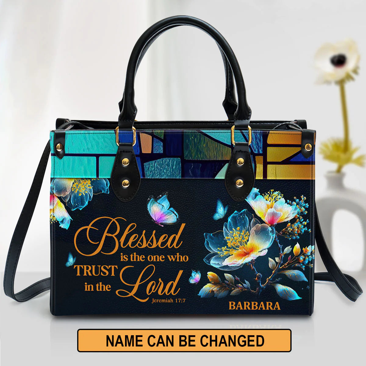 Christianart Designer Handbags, Blessed Is The One Who Trusts In The Lord Jeremiah 17:7, Personalized Gifts, Gifts for Women. - Christian Art Bag