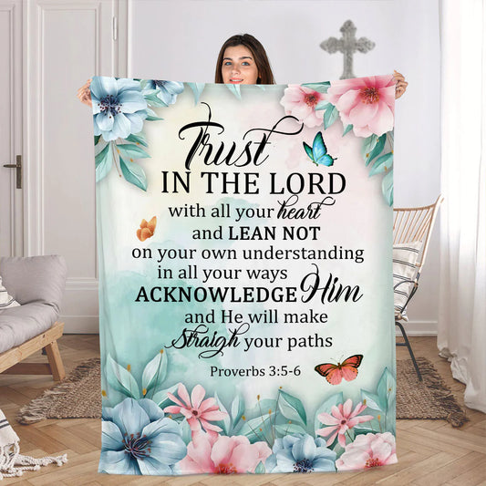 Christianart Blanket, Trust In The Lord With All Your Heart, Christian Blanket, Bible Verse Blanket, Christmas Gift, CABBK05111223. - Christian Art Bag