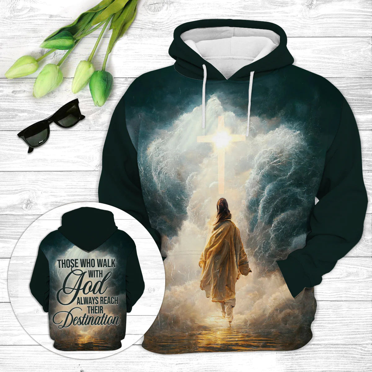 Christianartbag Clothing, Those Who Walk With God Always Reach Their Destination, Christian 3D T-Shirt, Christian 3D Hoodie, Christian 3D Sweater, Unisex 3D T-Shirt. - Christian Art Bag