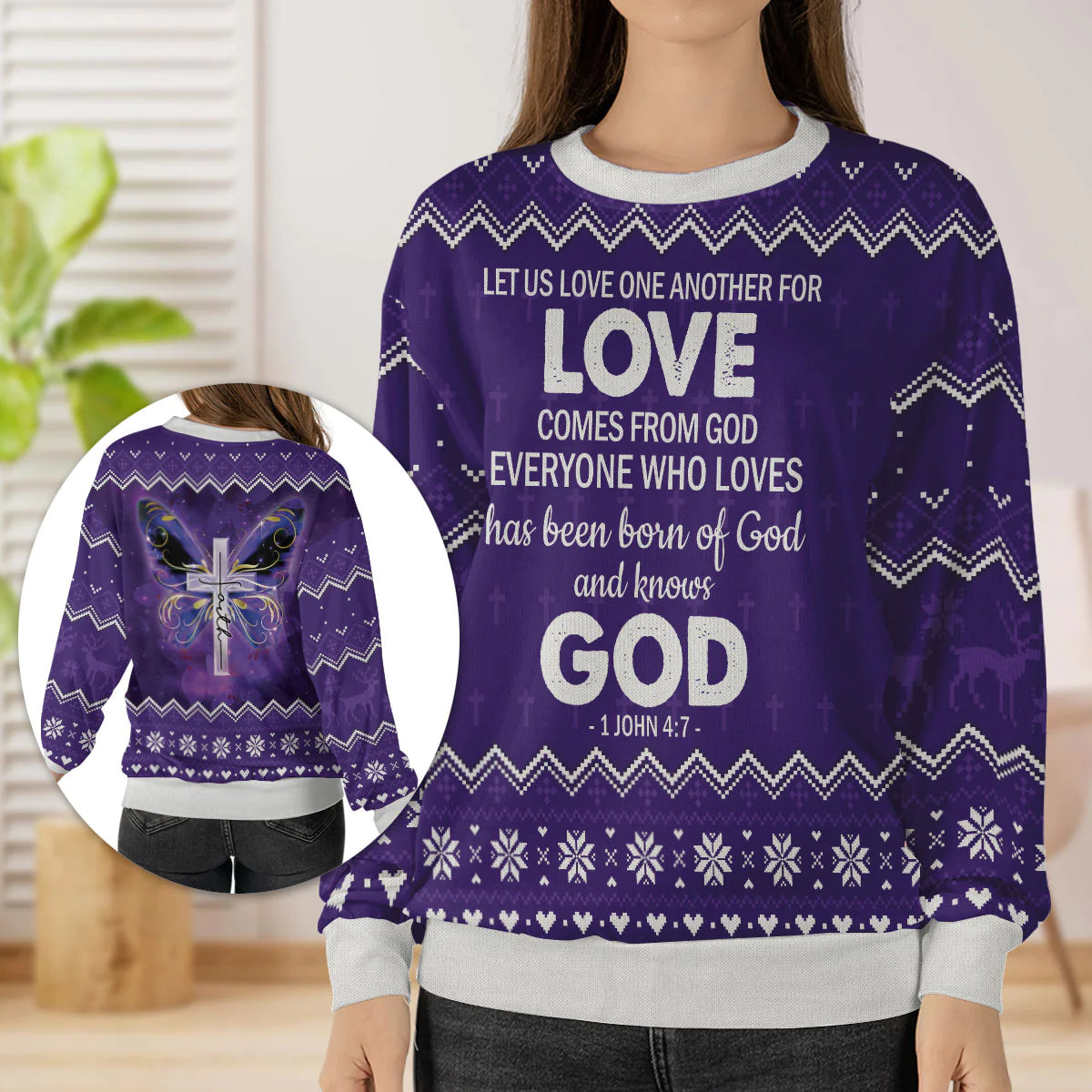 Christianartbag 3D Sweater, veryone Who Loves Has Been Born Of God And Knows God 1 John 4:7, Unisex Sweater, Christmas Gift. - Christian Art Bag