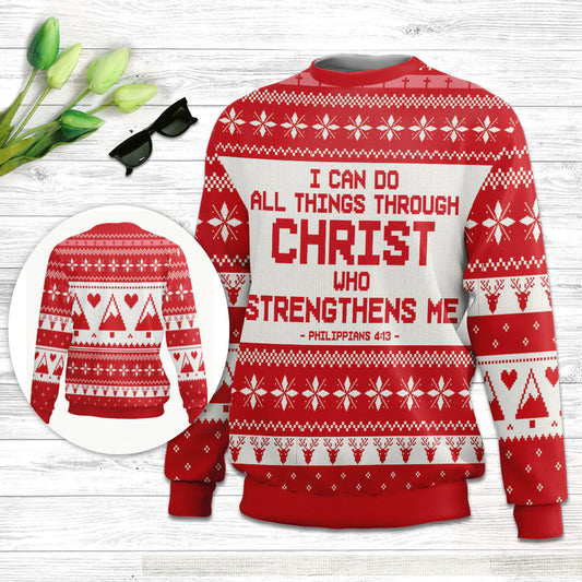 Christianartbag 3D Sweater, I Can Do All Things Through Christ Philippians 4:13, Unisex Sweater, Christmas Gift. - Christian Art Bag