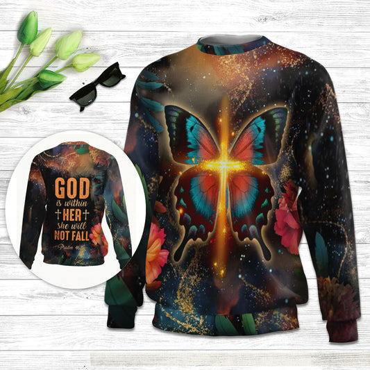 Christianartbag 3D Sweater, God Is Within Her Psalm 46:5, Unisex Sweater, Christmas Gift. - Christian Art Bag