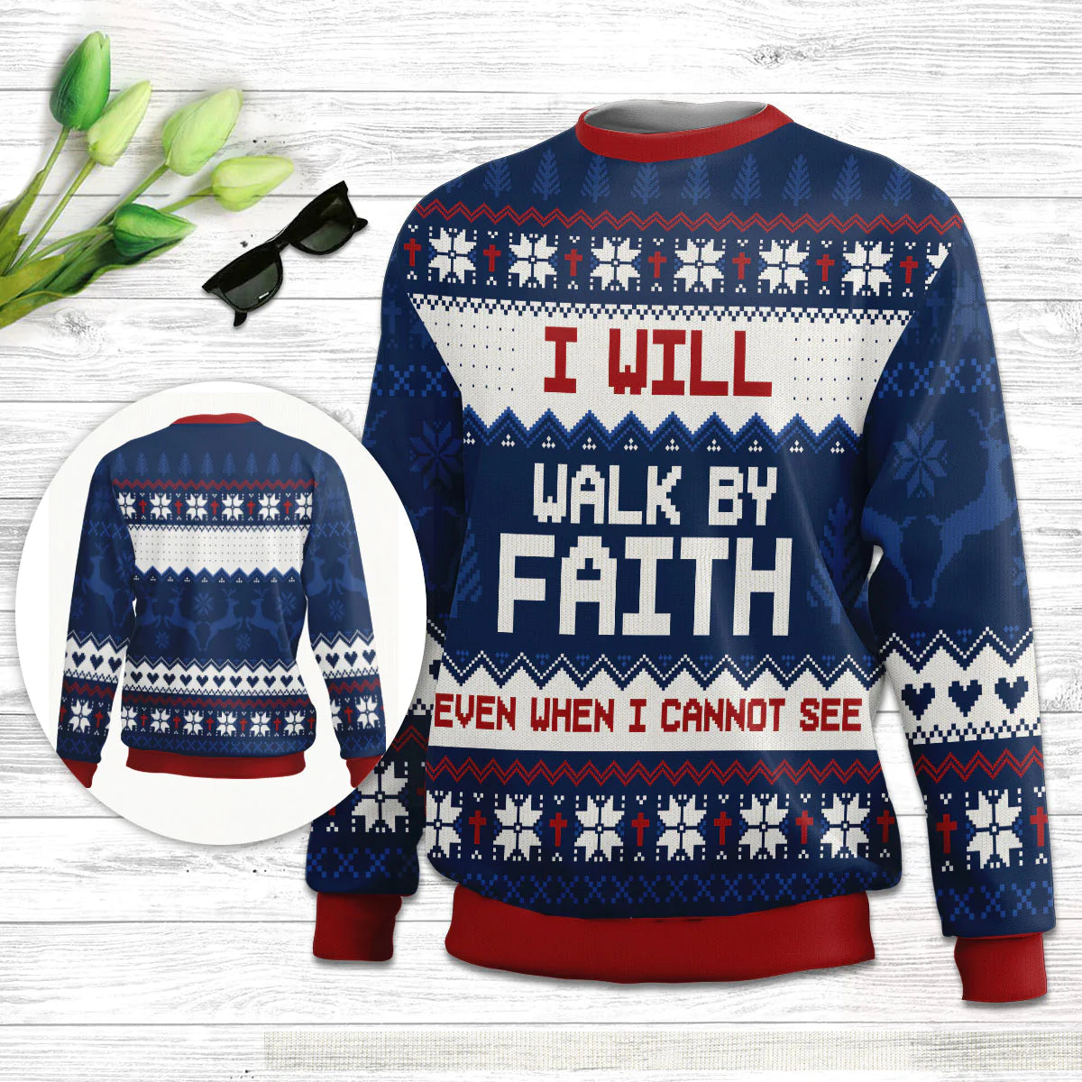 Christianartbag 3D Sweater, I Will Walk By Faith Even When Cannot See | 2 Corinthians 5:7, Unisex Sweater, Christmas Gift. - Christian Art Bag