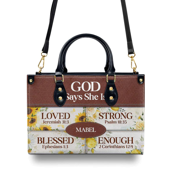 Christianartbag Handbags, God Says She Is Leather Bags, Personalized Bags, Gifts for Women, Christmas Gift, CABLTB01290723. - Christian Art Bag
