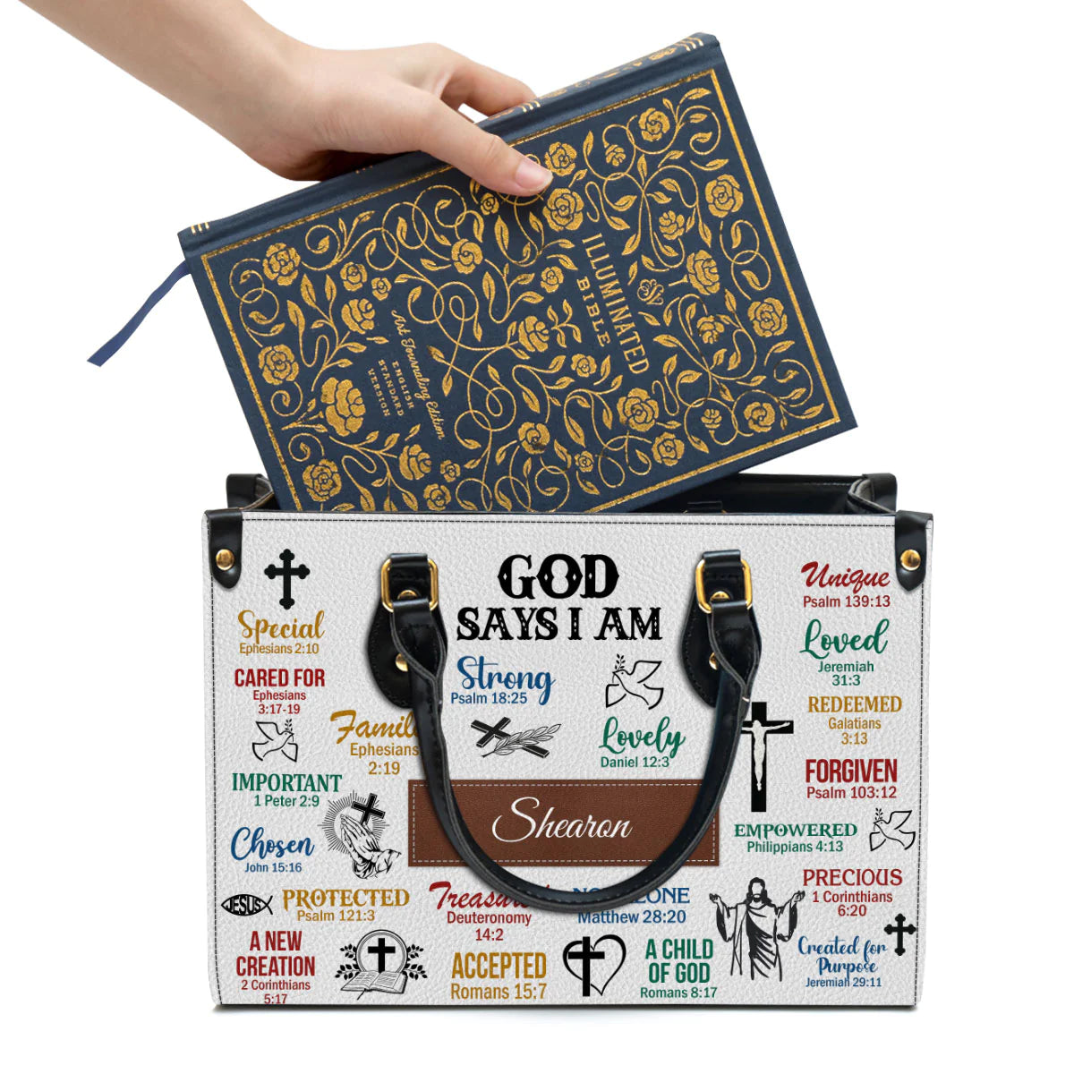 Christianart Handbag, Personalized Hand Bag, What God Says About You, Personalized Gifts, Gifts for Women. - Christian Art Bag