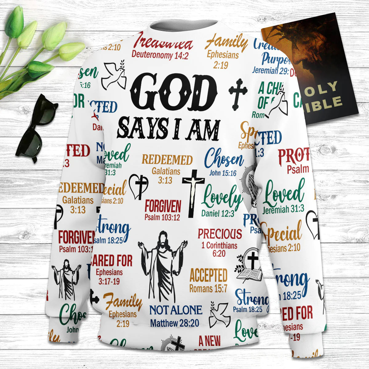 Christianartbag 3D Sweater, God Says I Am, Unisex Sweater, Christmas Gift. - Christian Art Bag