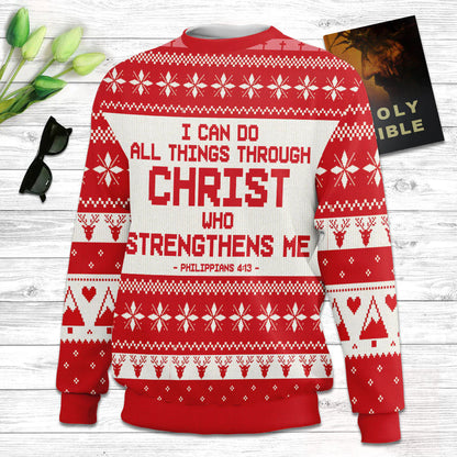 Christianartbag 3D Sweater, I Can Do All Things Through Christ Philippians 4:13, Unisex Sweater, Christmas Gift. - Christian Art Bag