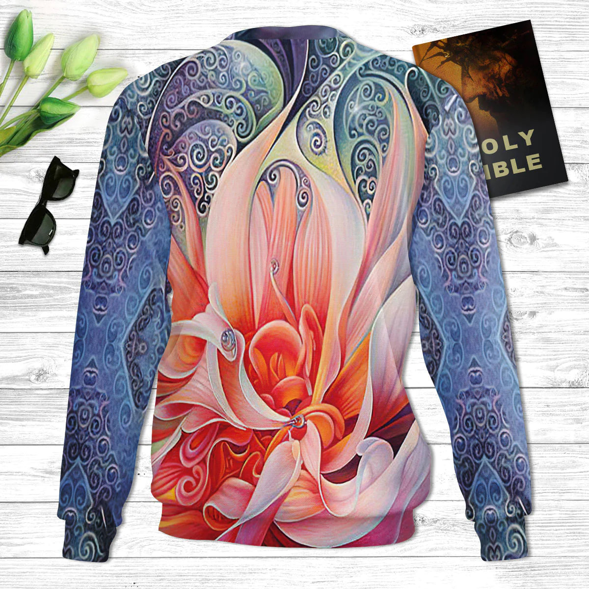Christianartbag 3D Sweater, Faith Flower And Cross, Unisex Sweater, Christmas Gift. - Christian Art Bag