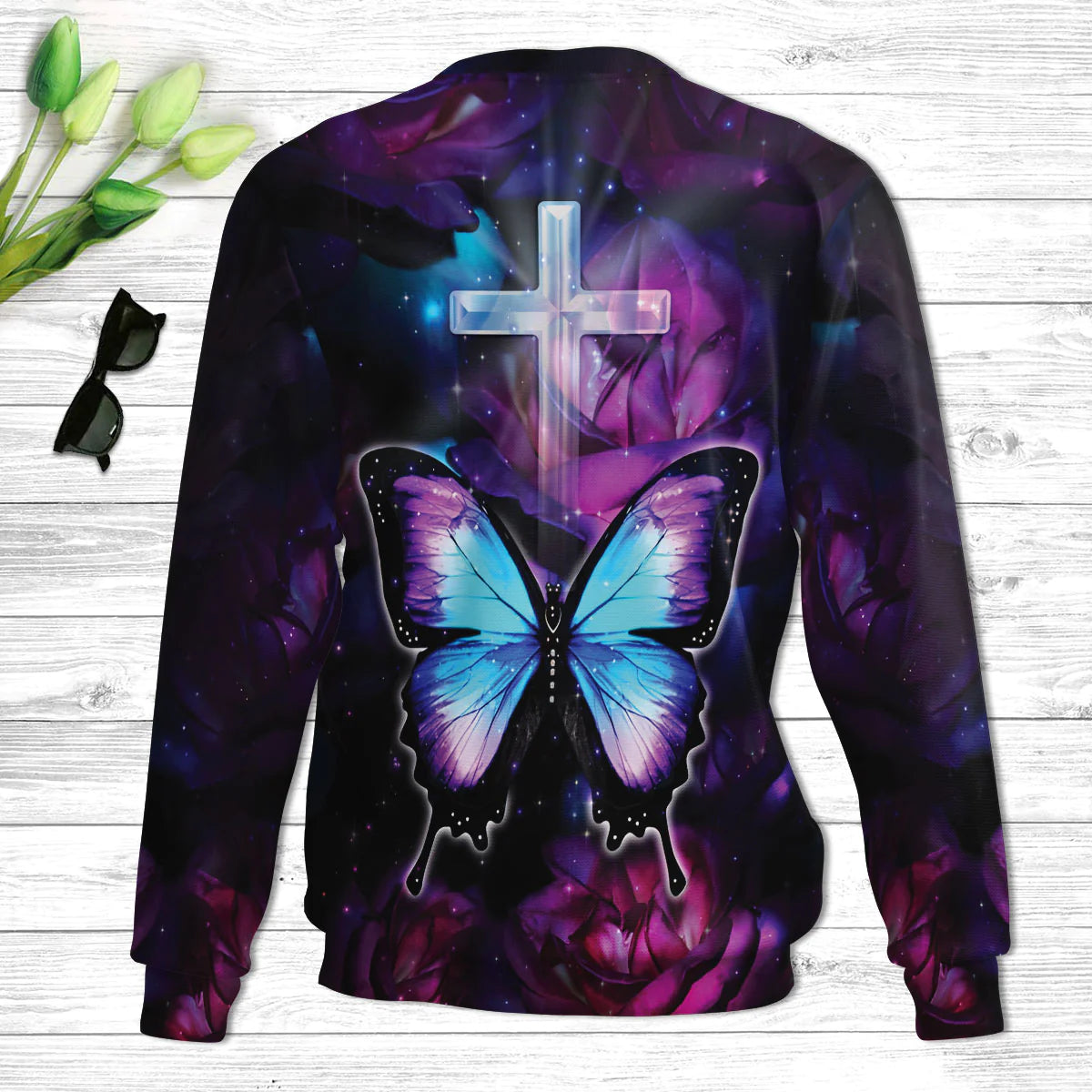 Christianartbag 3D Sweater, I Need Only To Be Still Exodus 14:14, Butterfly & Cross, Unisex Sweater, Christmas Gift. - Christian Art Bag