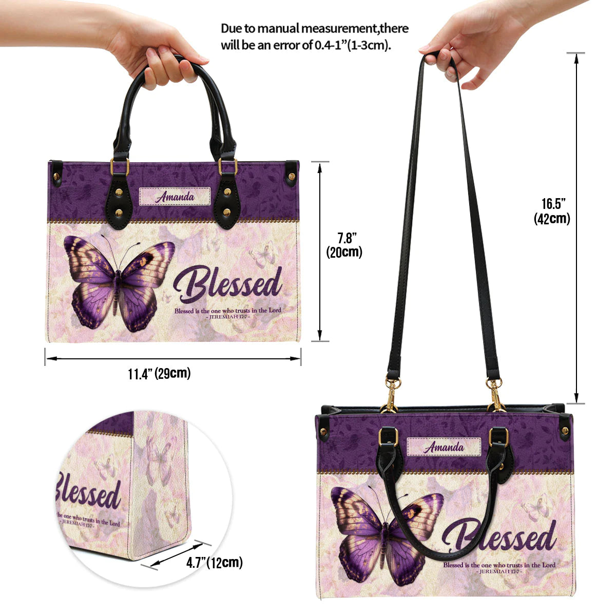 Christianart Handbag, Personalized Hand Bag, Blessed Is The One Who Trusts In The Lord Jeremiah 17:7, Personalized Gifts, Gifts for Women. - Christian Art Bag