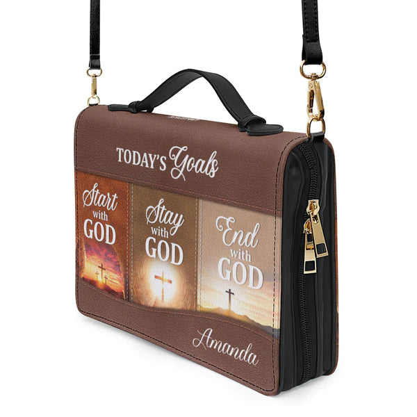 Christianartbag Bible Cover, Today's Goals Stay With GOD, Personalized Bible Cover, Gifts For Women, Gifts For Men, Christmas Gift, CABBBCV04030823. - Christian Art Bag