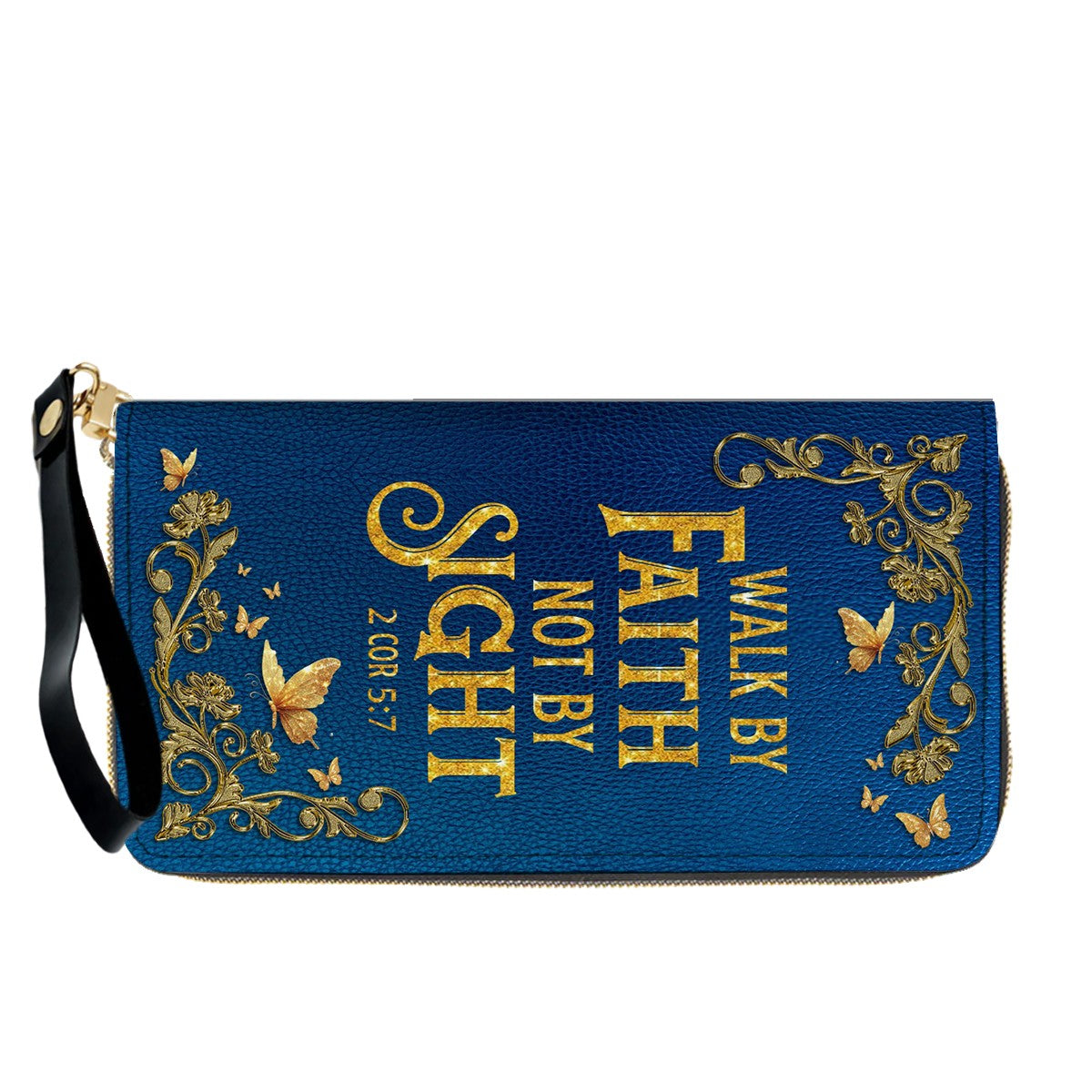 Personalized Christian Leather Handbag – Gold Navy Bible Verse Tote for Women | CHRISTIANARTBAG CAB01122525