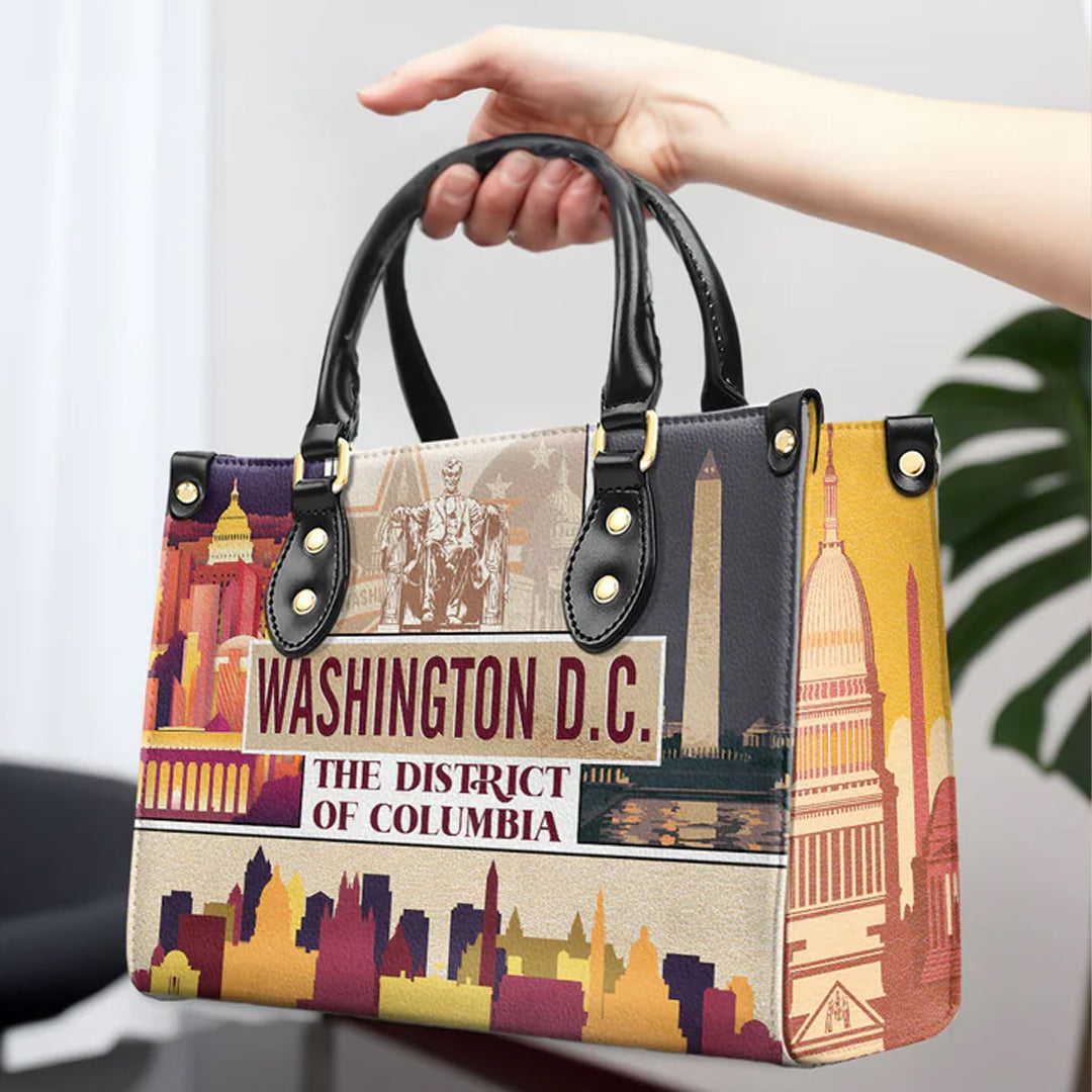 Washington D.C. Landmarks Leather Handbag by CHRISTIANARTBAG – Capital Style Elegance - CABLTHB09010424.