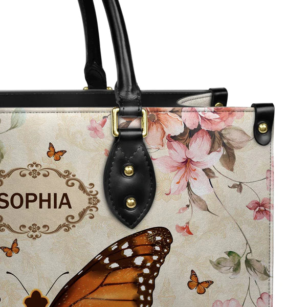 Christianartbag Handbags, Way Maker Miracle Worker Vintage Butterfly Flower Leather Bags, Personalized Bags, Gifts for Women, Christmas Gift, CABLTB03140823. - Christian Art Bag