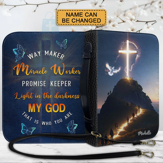 CHRISTIANARTBAG Bible Cover - Way Maker Miracle Worker - Personalized Bible Cover, CABBBCV012725