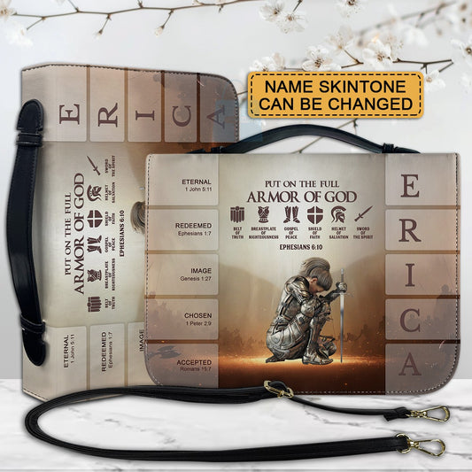 CHRISTIANARTBAG Bible Cover - Put on the Full Armor of God - Uncover the sacred meaning of your name - Personalized Bible Cover, CABBBCV013625