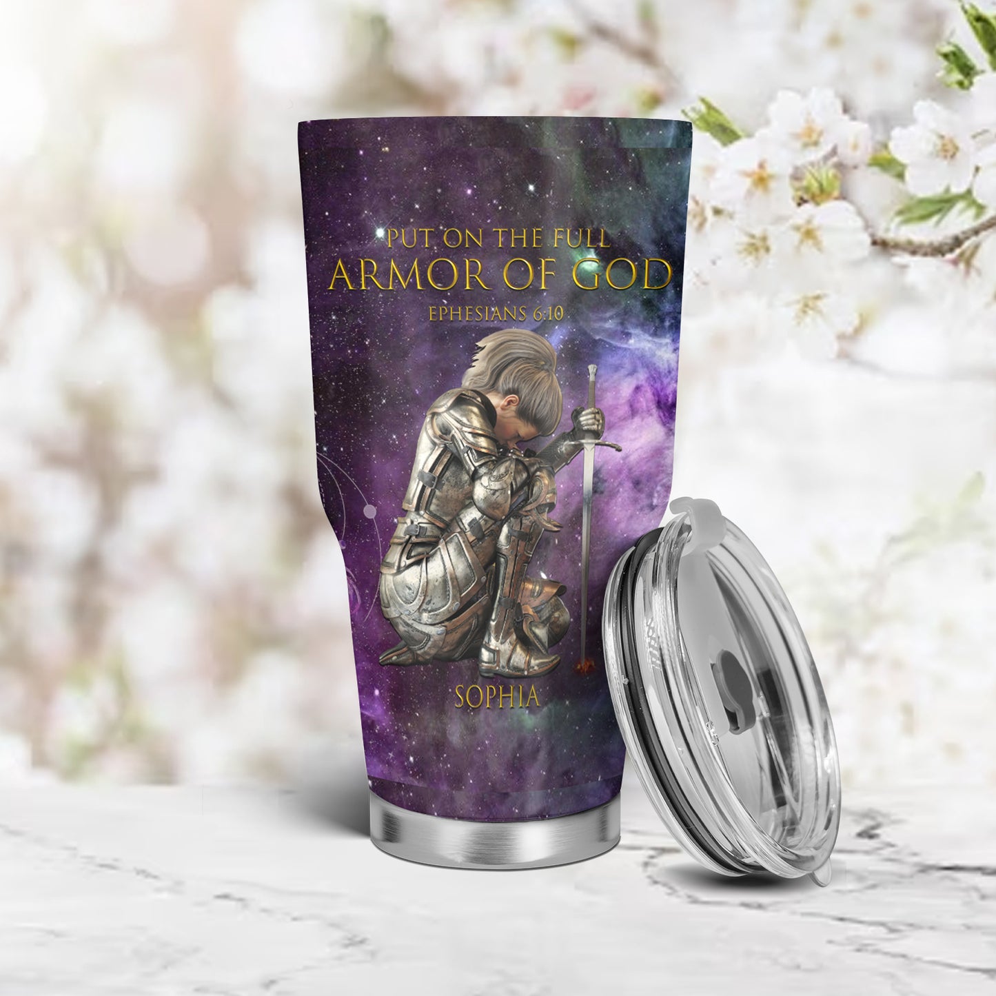 Christianartbag Drinkware, Put On The Full Armor Of God Personalized Bullet Tumbler, Personalized Bullet Tumbler, Armor Of GOD Bullet Tumbler, Christmas Gift, CAB06280823