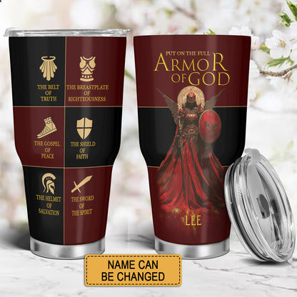 Christianartbag Drinkware, Put On The Full Armor Of God Personalized Tumbler With Handle, Personalized Tumbler, Tumbler With Handle, Christmas Gift, CAB01240524.