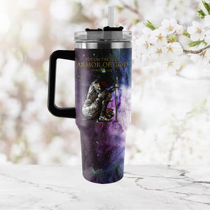 Christianartbag Drinkware, Put On The Full Armor Of God Personalized Tumbler With Handles, Personalized Tumbler With Handles, Tumbler, Christmas Gift, CABDR 01210124. - Christian Art Bag