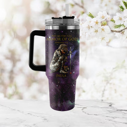 Christianartbag Drinkware, Put On The Full Armor Of God Personalized Tumbler With Handles, Personalized Tumbler With Handles, Tumbler, Christmas Gift, CABDR 01210124. - Christian Art Bag