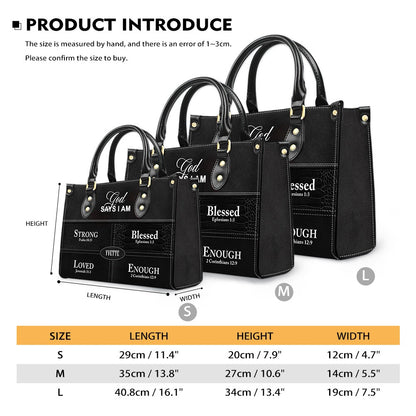 Personalized “God Says I Am” Leather Handbag for Christian Women – Custom Name & Color | CHRISTIANARTBAG 0111725